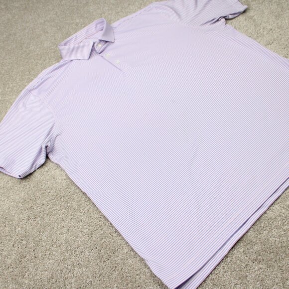 Harlestons Polo Shirt Mens 2XL XXL Pink/Blue Striped Tailored Fit Short Sleeve - Picture 7 of 15